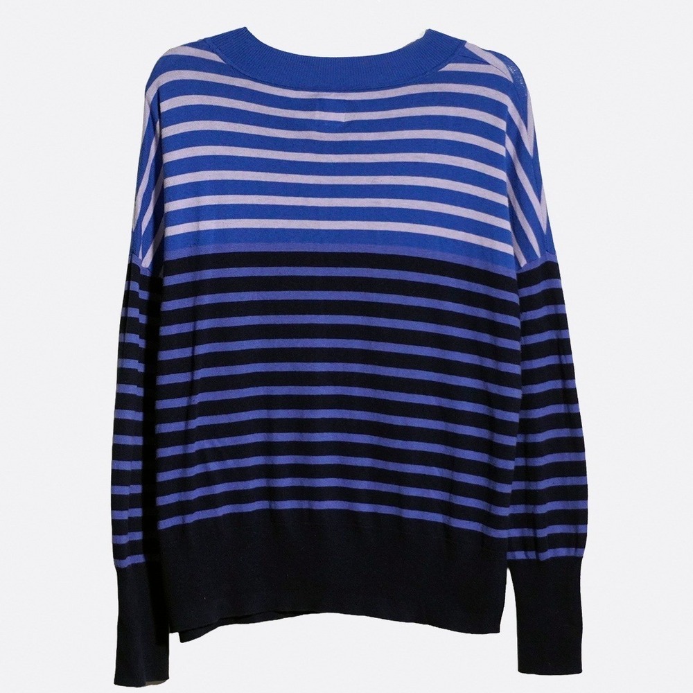 GAP Blue Stripe Lightweight Knit Pullover Sweater Relaxed Fit Plus Size 0X to 2X - Picture 3 of 7